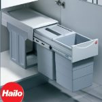 Afvalemmer Tandem Iv Hailo Voor Deuren Kunststof Grijs 2X15Ltr.