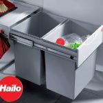 Afvalemmer Tandem Ruimtebesparend Hailo Kunststof Grijs 2X18Ltr