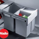 Afvalemmer Tandem Ruimtebesparend Hailo Kunststof Grijs 1X18Ltr / 2X8,5Ltr